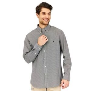 Ralph Lauren Men Classic Fit Gingham Cotton Long Sleeves Casual Shirt Size Large